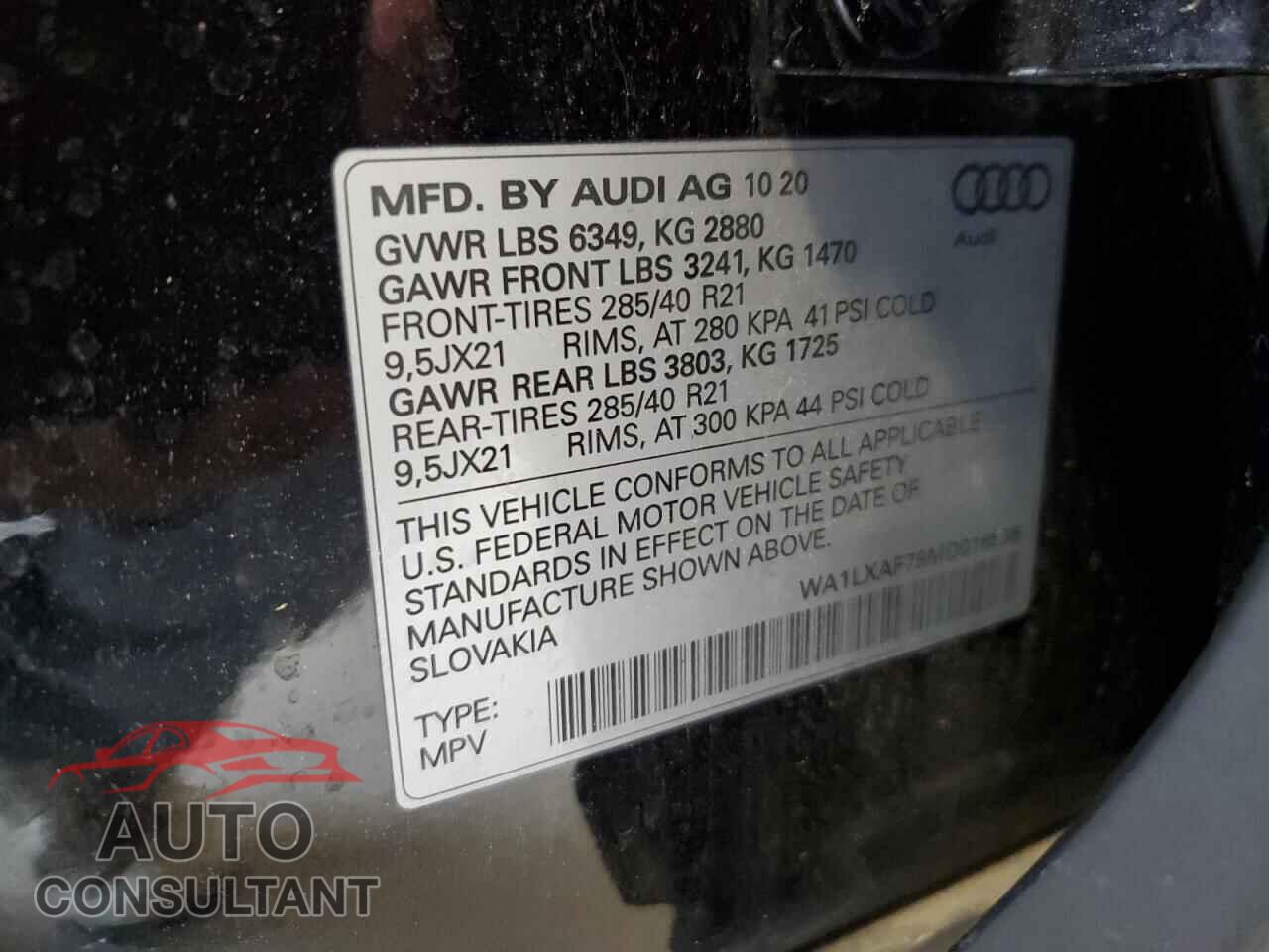 AUDI Q7 2021 - WA1LXAF79MD016595