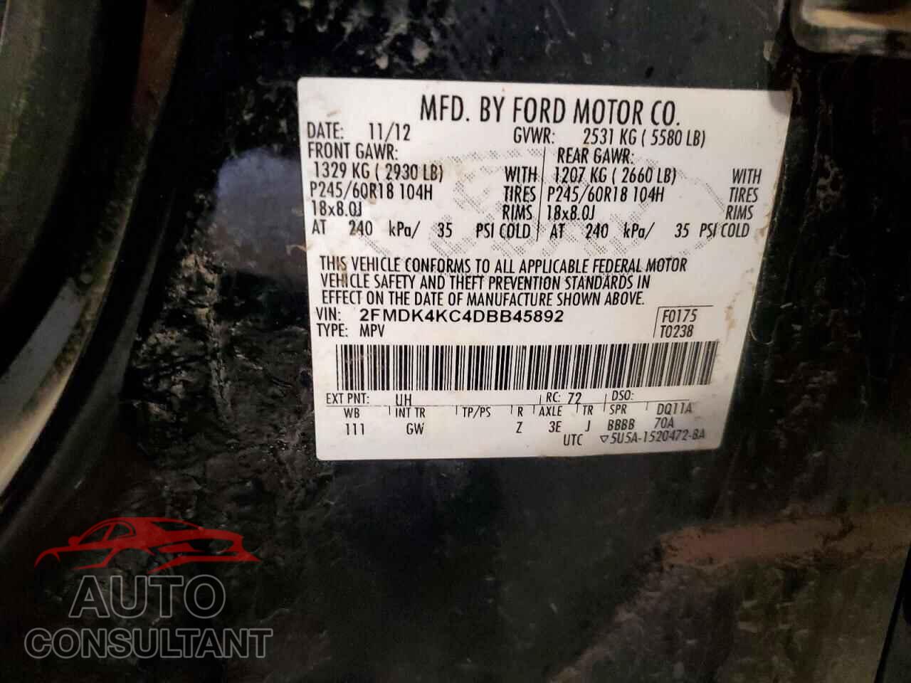 FORD EDGE 2013 - 2FMDK4KC4DBB45892