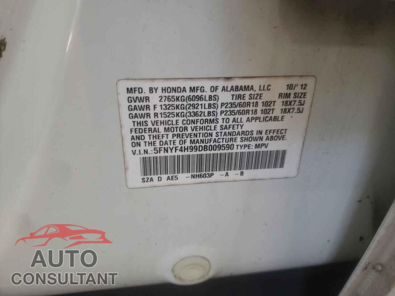 HONDA PILOT 2013 - 5FNYF4H99DB009590