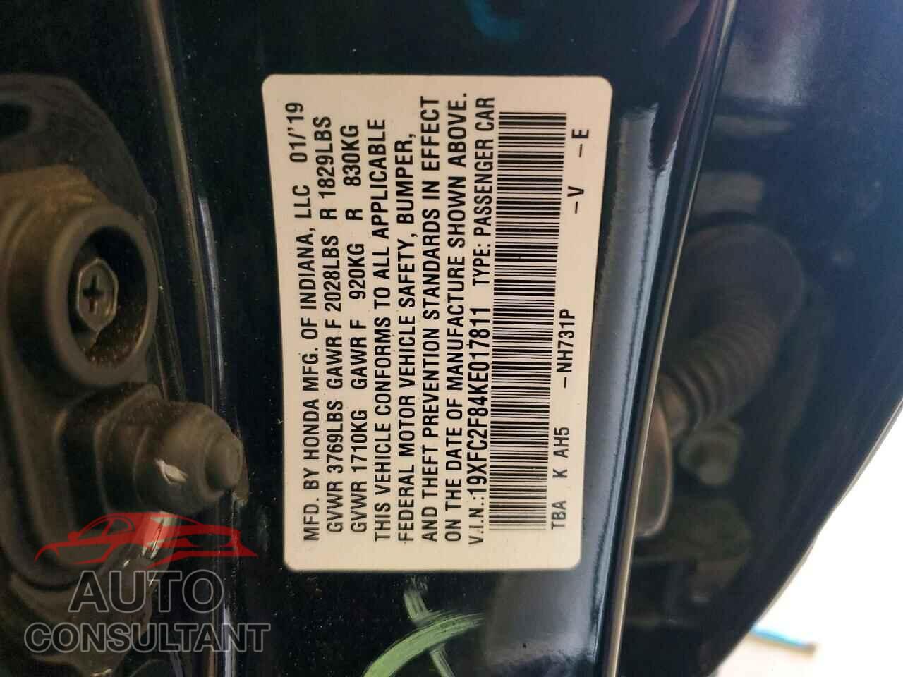 HONDA CIVIC 2019 - 19XFC2F84KE017811