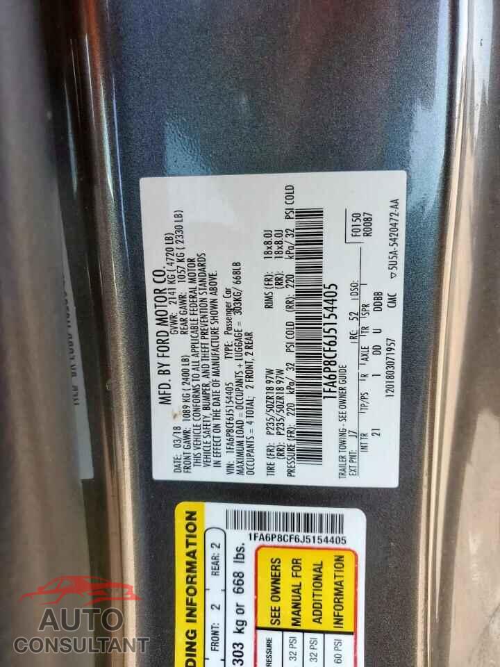FORD MUSTANG 2018 - 1FA6P8CF6J5154405