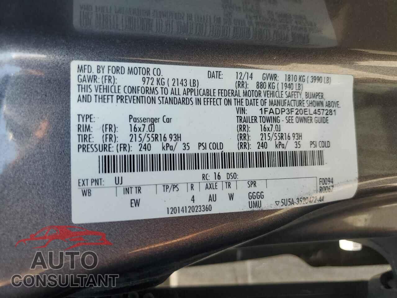 FORD FOCUS 2014 - 1FADP3F20EL457281