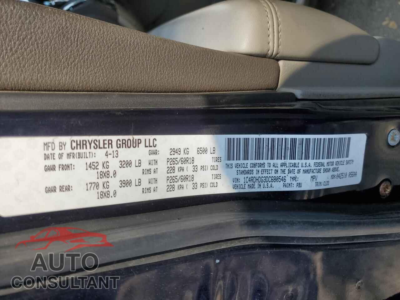 DODGE DURANGO 2013 - 1C4RDHDG3DC680546