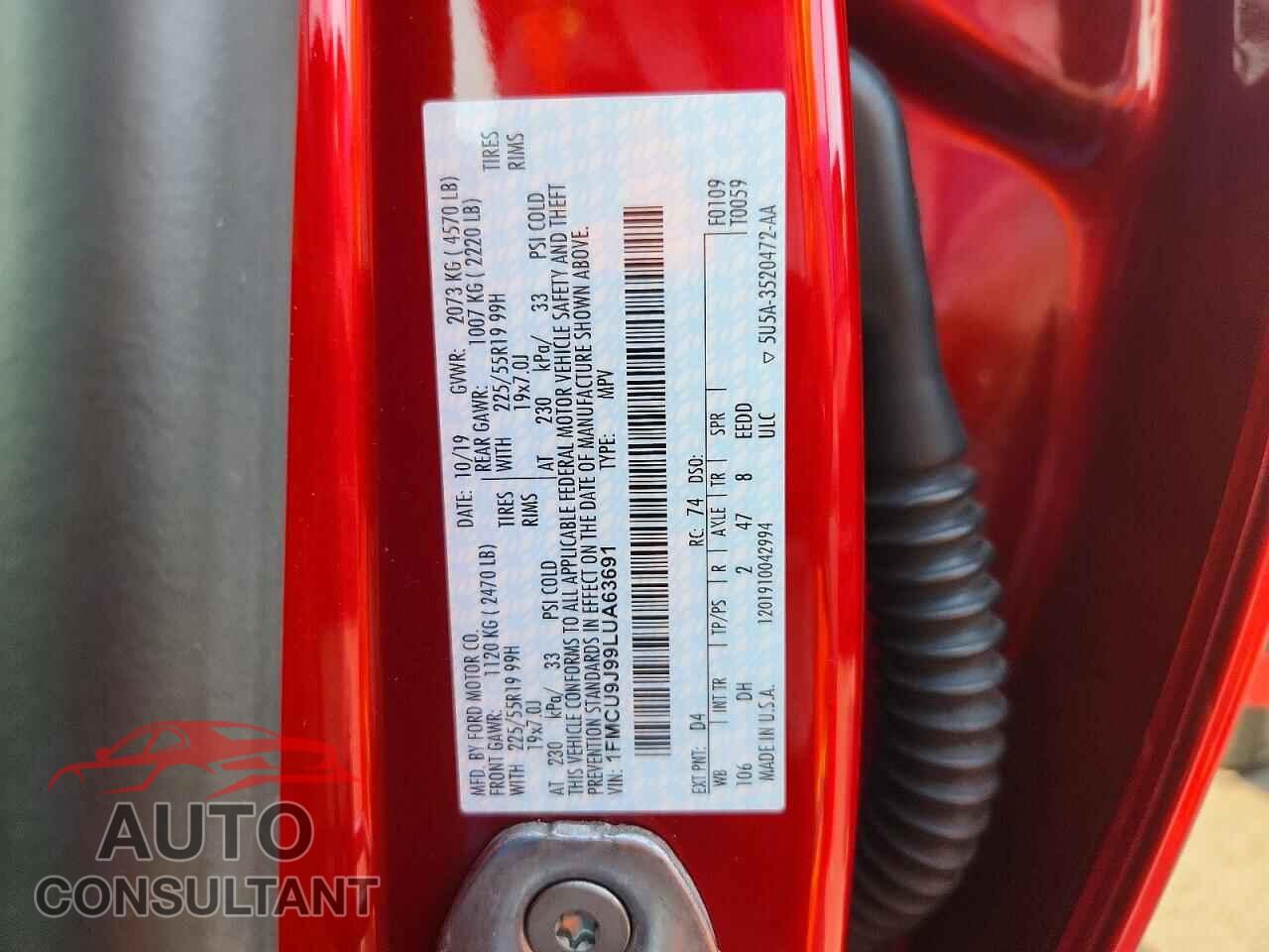 FORD ESCAPE 2020 - 1FMCU9J99LUA63691