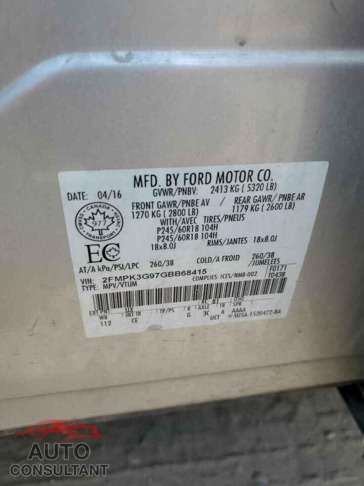 FORD EDGE 2016 - 2FMPK3G97GBB68415