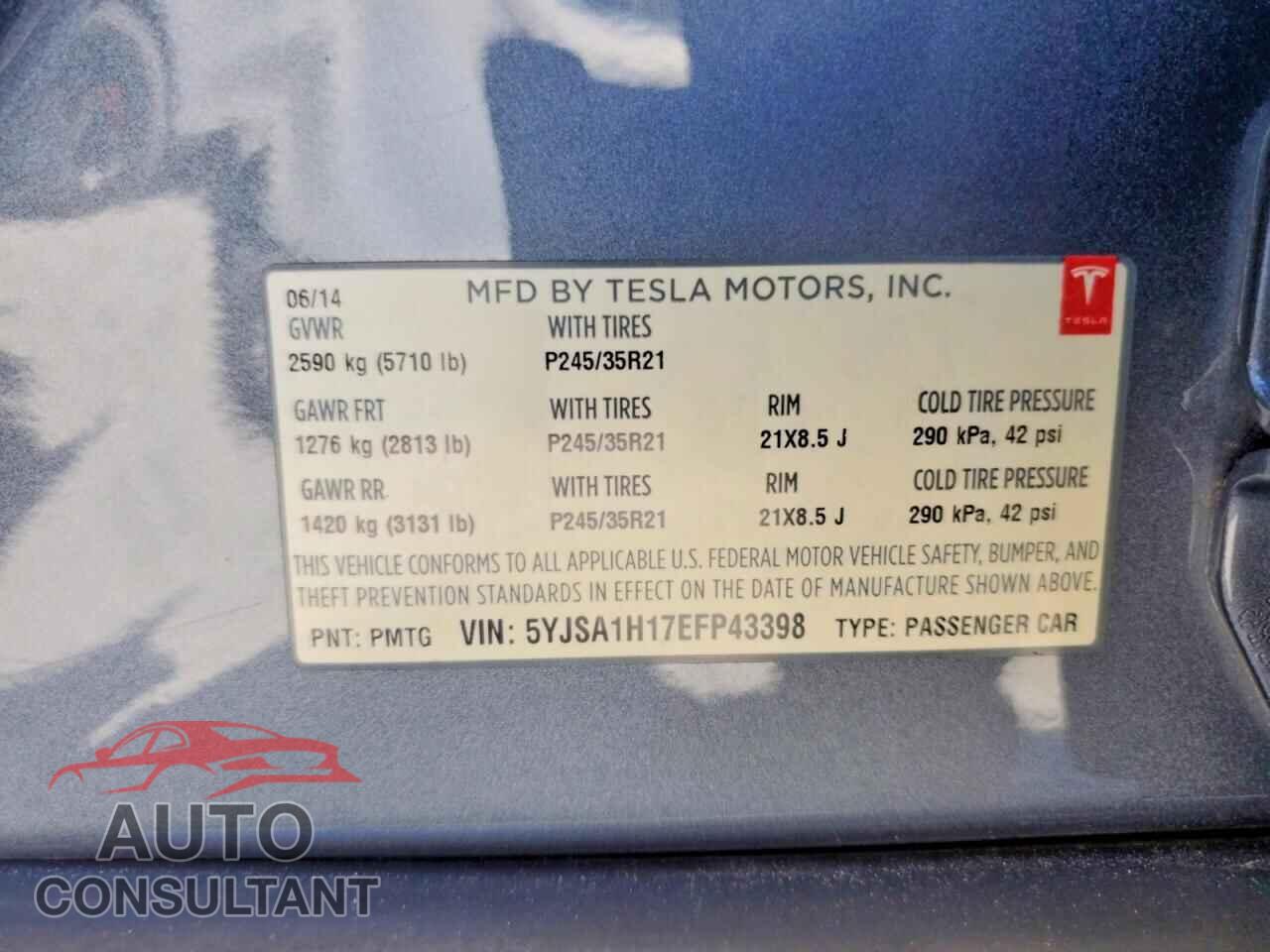 TESLA MODEL S 2014 - 5YJSA1H17EFP43398