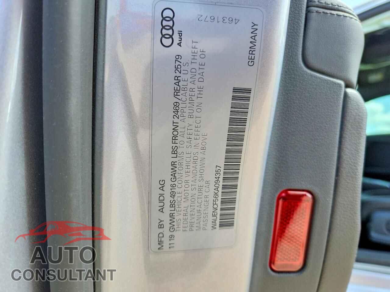 AUDI A5 2019 - WAUENCF56KA094357
