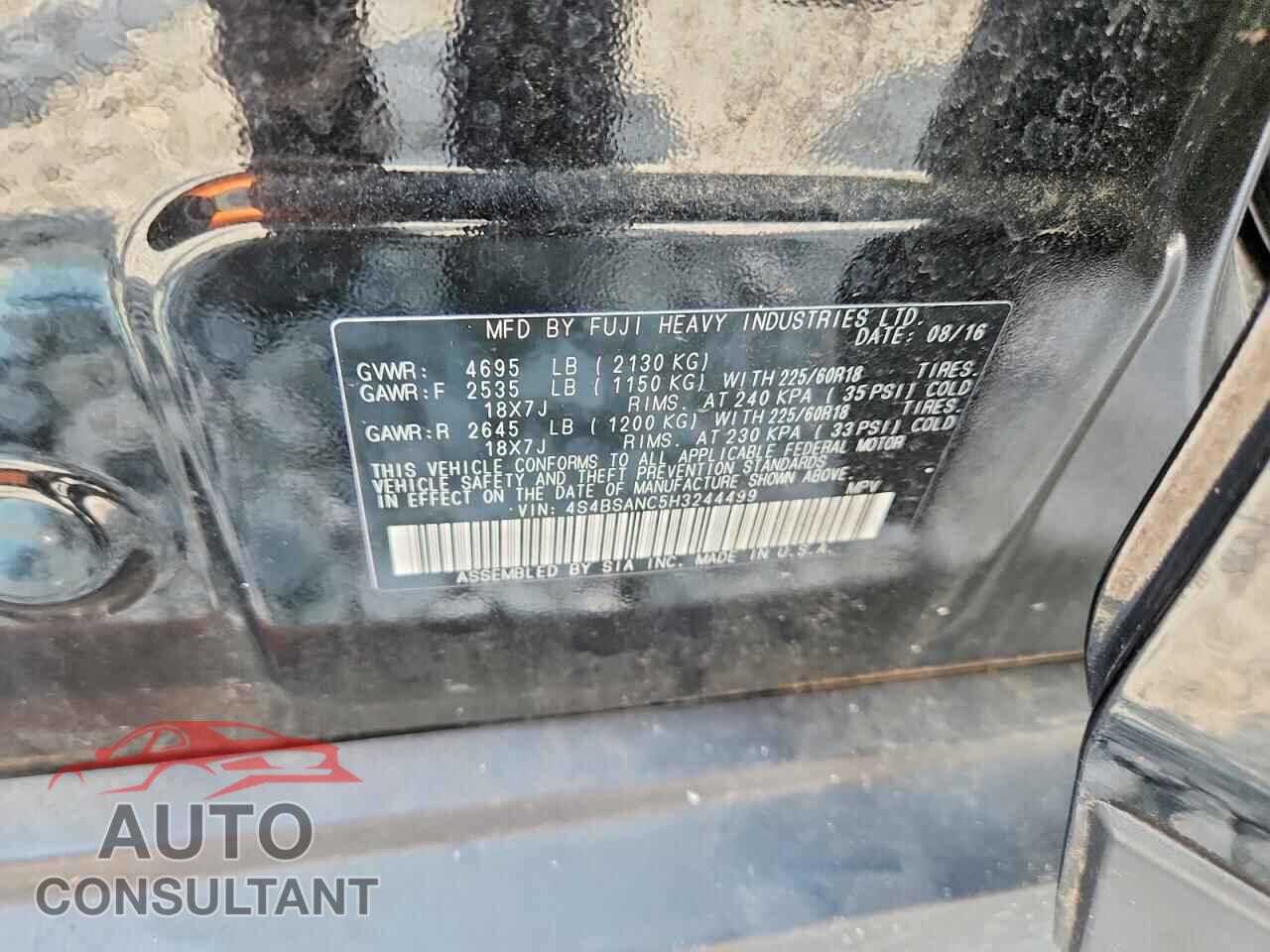 SUBARU OUTBACK 2017 - 4S4BSANC5H3244499