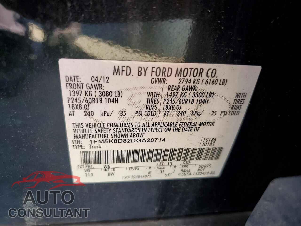 FORD EXPLORER 2013 - 1FM5K8D82DGA28714