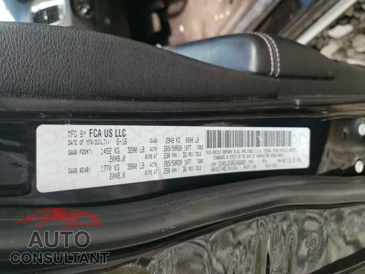 DODGE DURANGO 2016 - 1C4RDJEG0GC456063