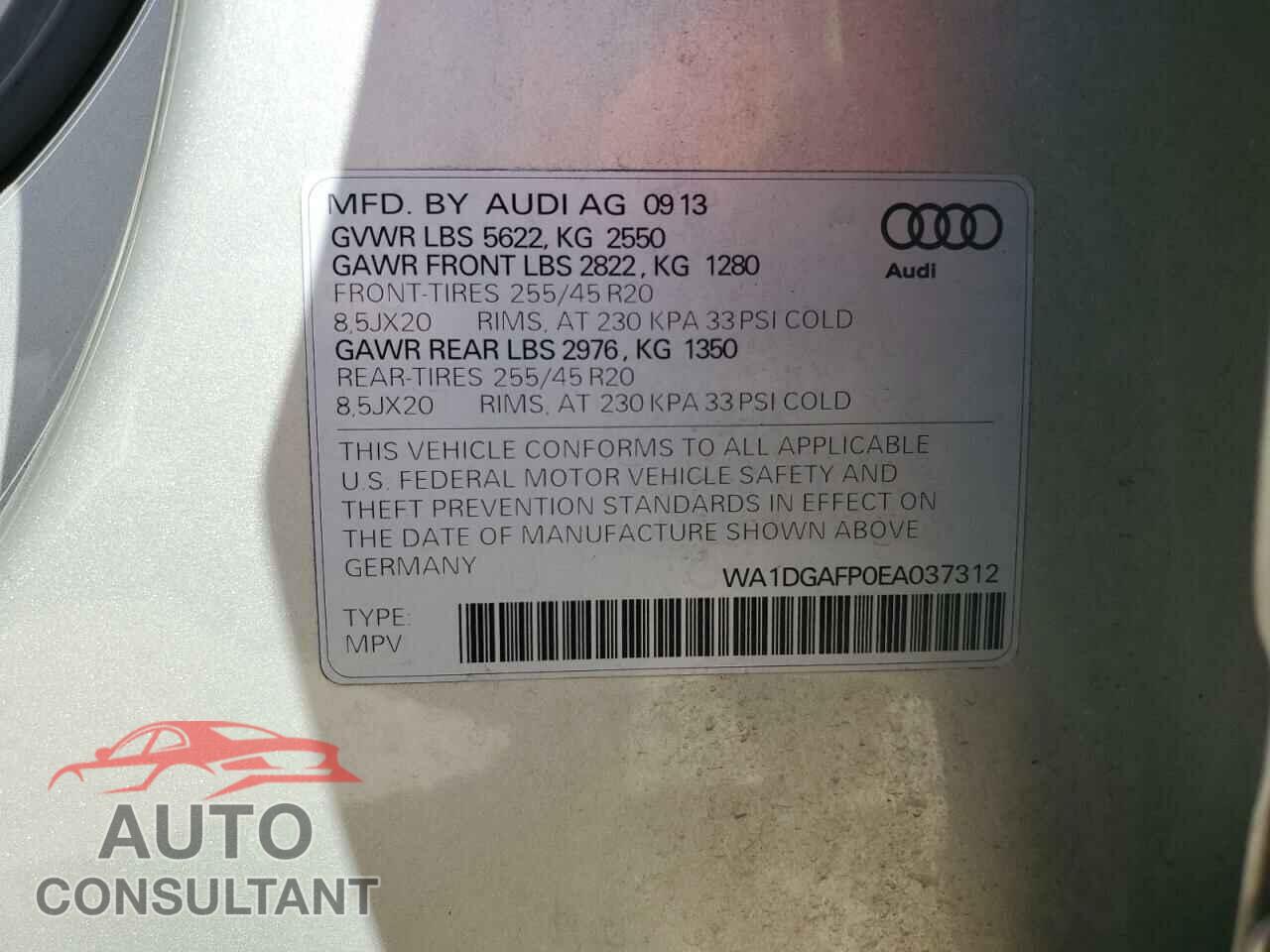 AUDI Q5 2014 - WA1DGAFP0EA037312
