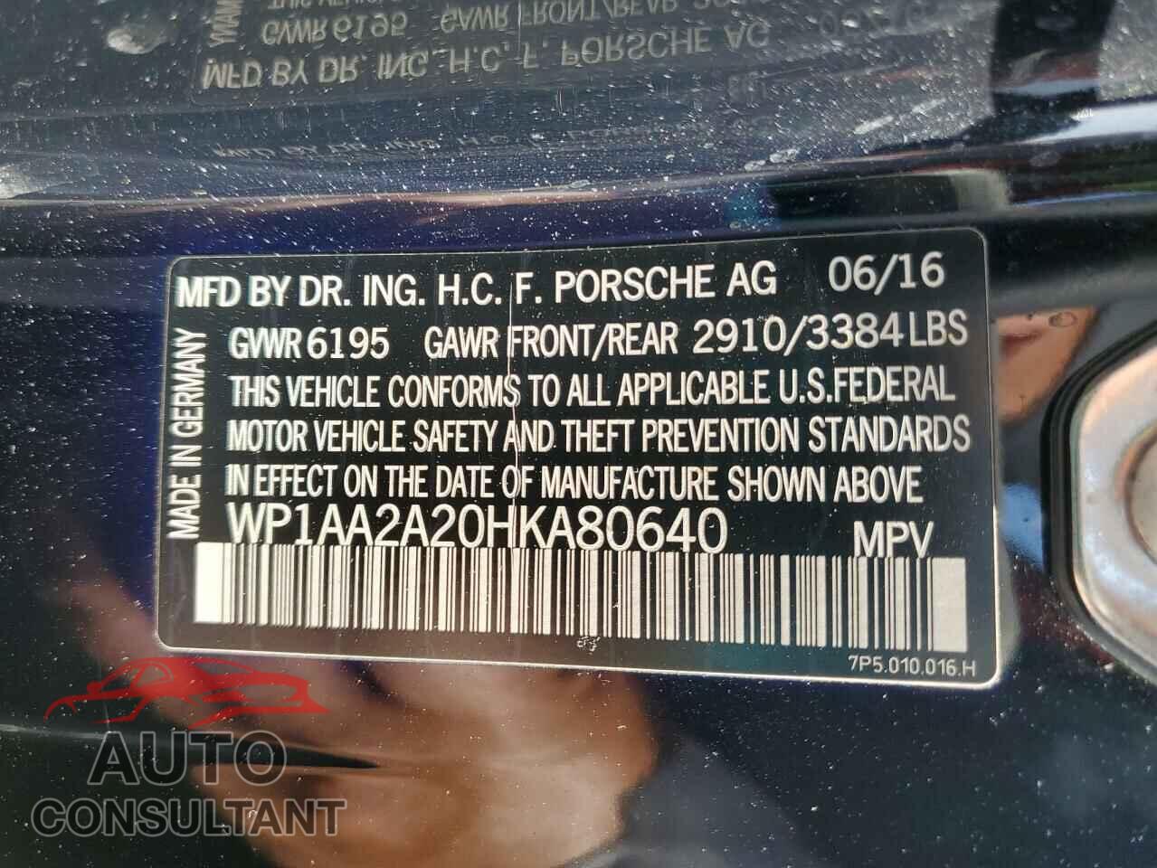 PORSCHE CAYENNE 2017 - WP1AA2A20HKA80640