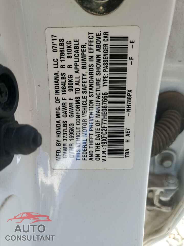 HONDA CIVIC 2017 - 19XFC2F77HE067666