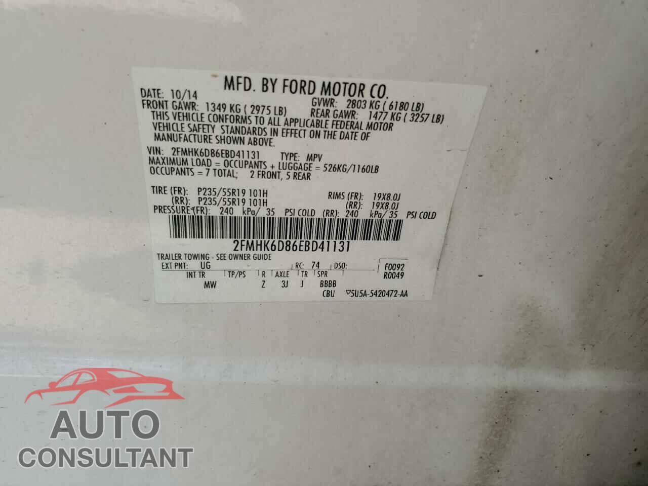 FORD FLEX 2014 - 2FMHK6D86EBD41131
