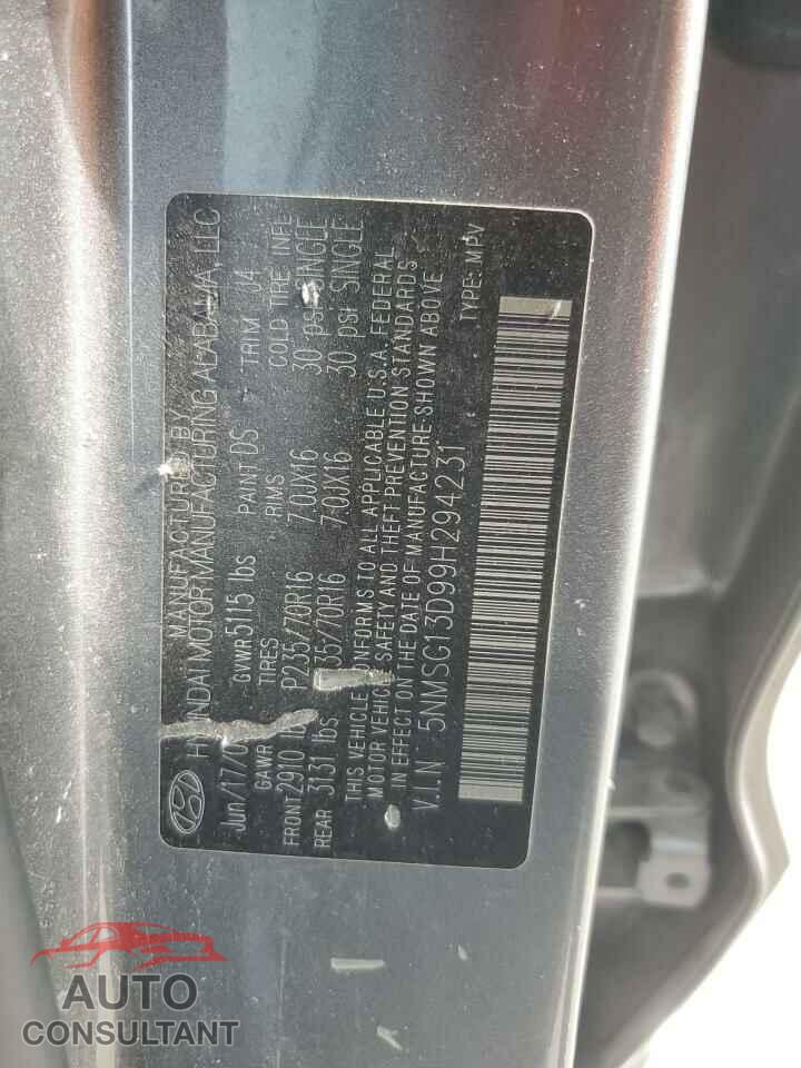 HYUNDAI SANTA FE 2009 - 5NMSG13D99H294231