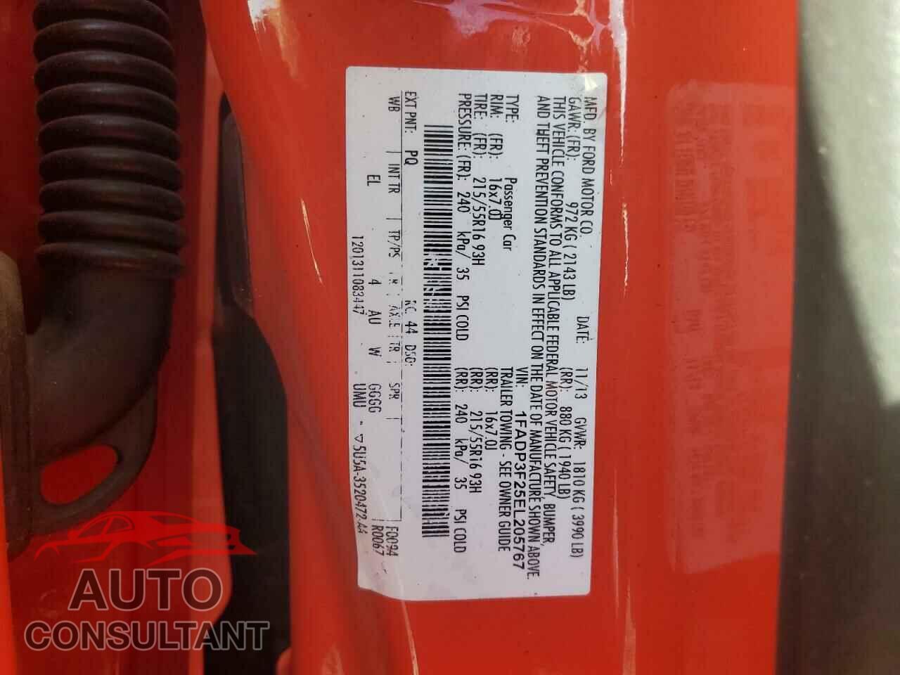 FORD FOCUS 2014 - 1FADP3F25EL205767