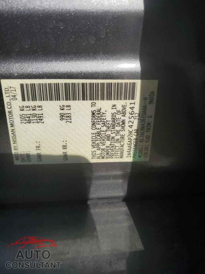 NISSAN MAXIMA 2017 - 1N4AA6AP2HC425641