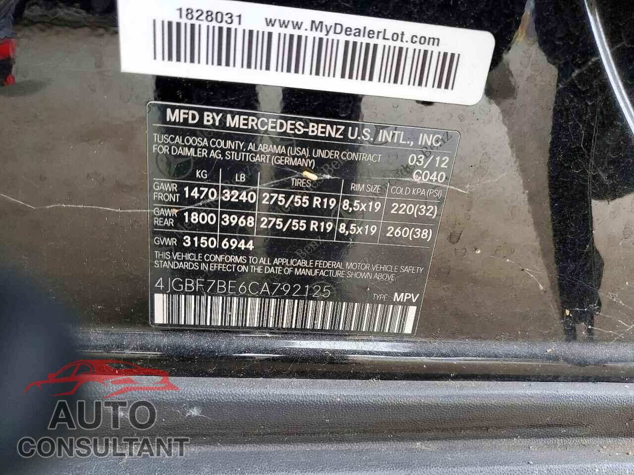 MERCEDES-BENZ GL-CLASS 2012 - 4JGBF7BE6CA792125