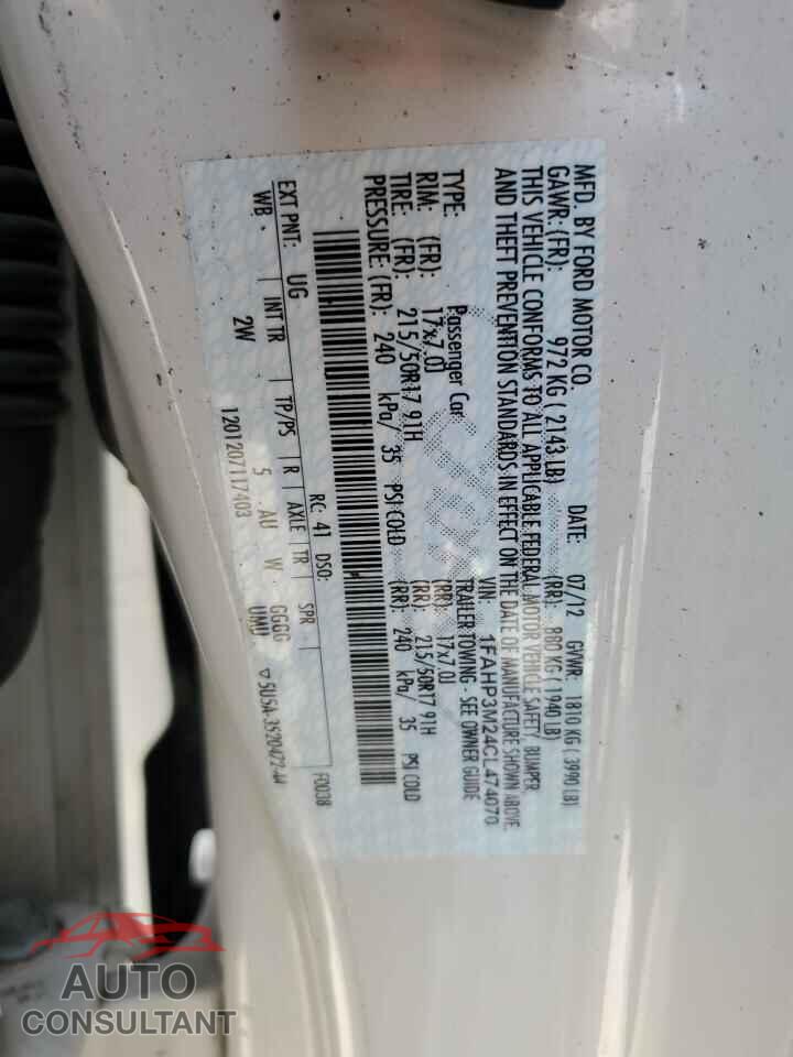 FORD FOCUS 2012 - 1FAHP3M24CL474070