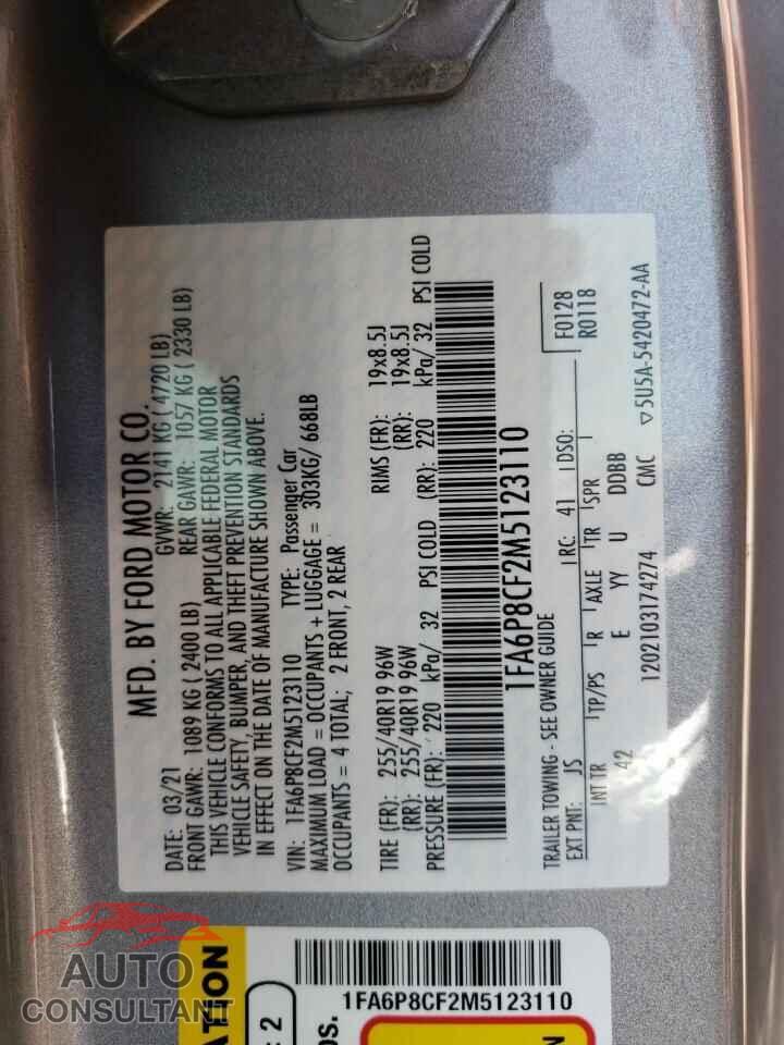 FORD MUSTANG 2021 - 1FA6P8CF2M5123110