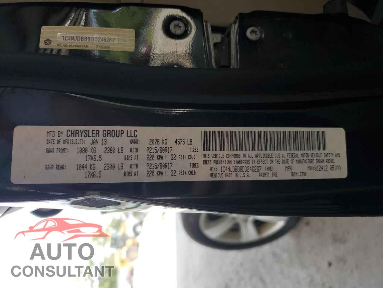 JEEP COMPASS 2013 - 1C4NJDBB8DD246267