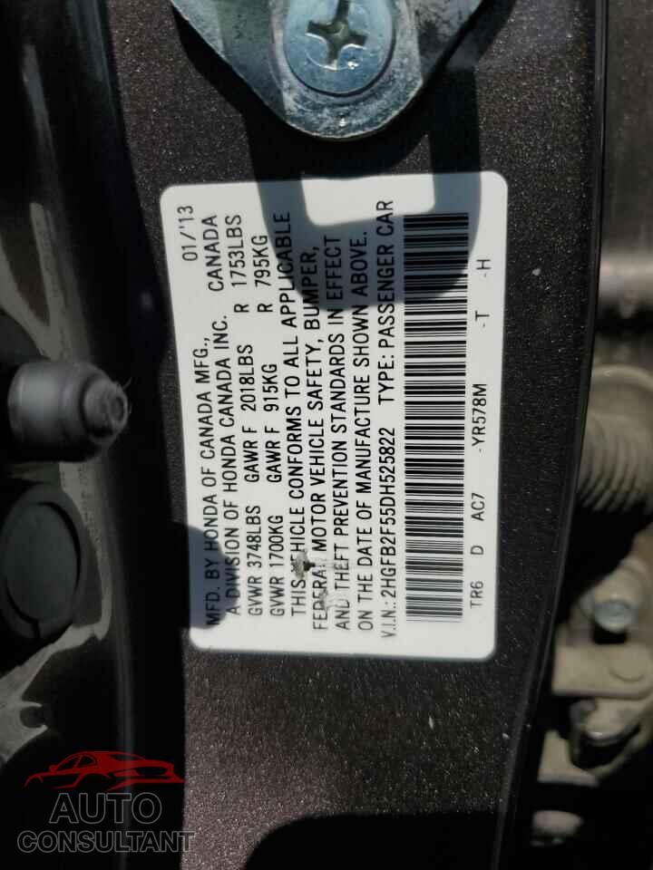 HONDA CIVIC 2013 - 2HGFB2F55DH525822