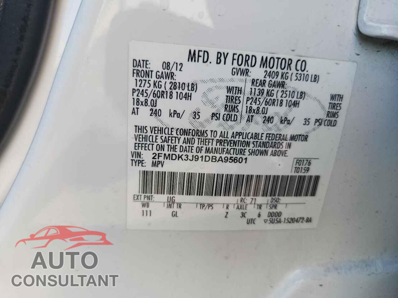 FORD EDGE 2013 - 2FMDK3J91DBA95601