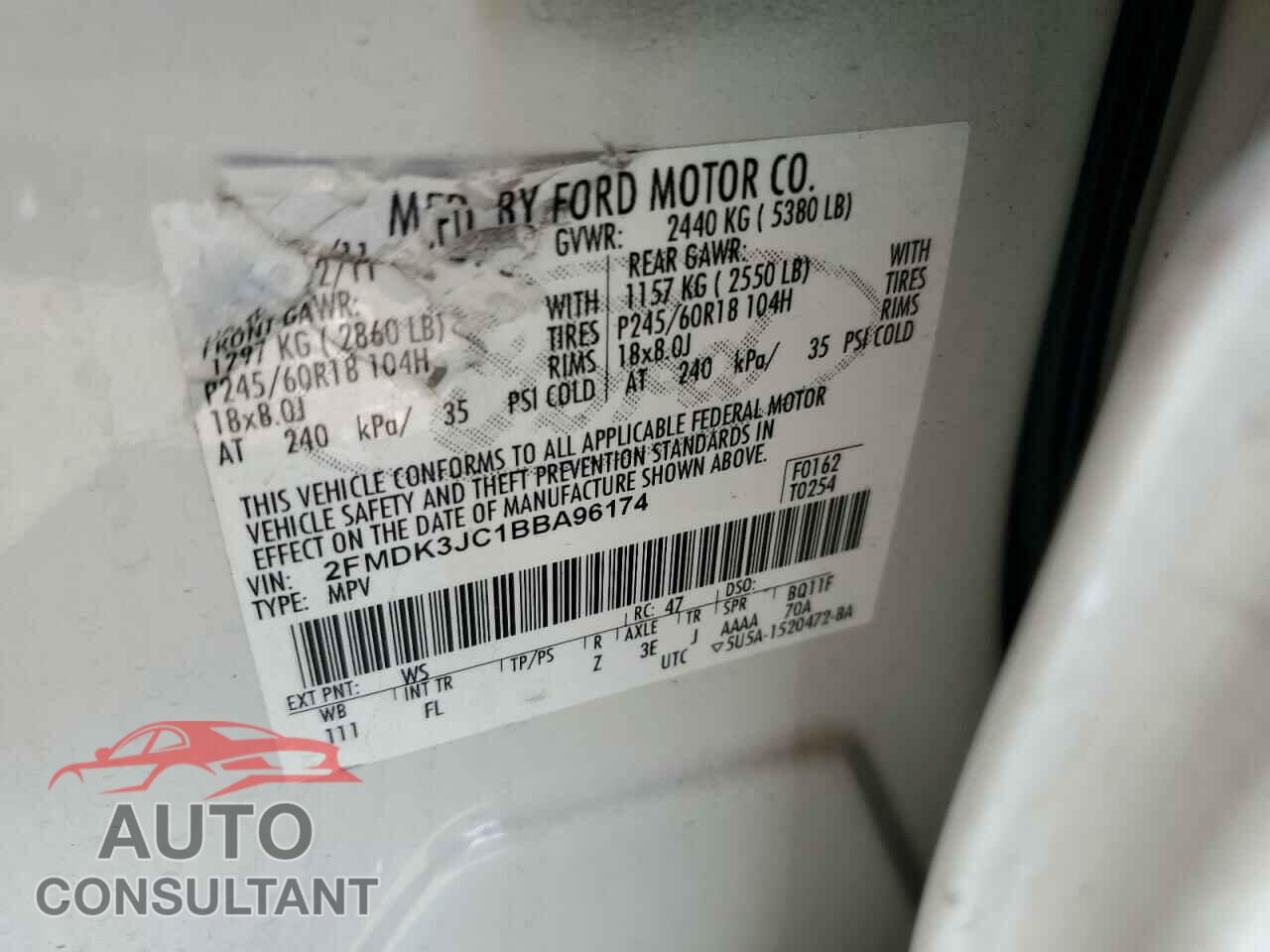 FORD EDGE 2011 - 2FMDK3JC1BBA96174