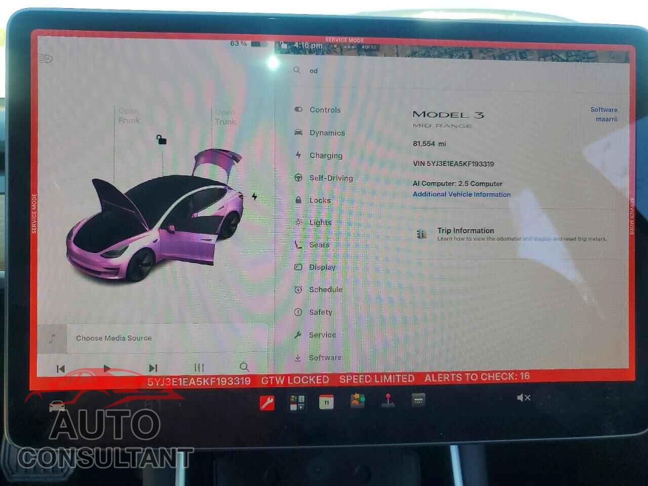 TESLA MODEL 3 2019 - 5YJ3E1EA5KF193319