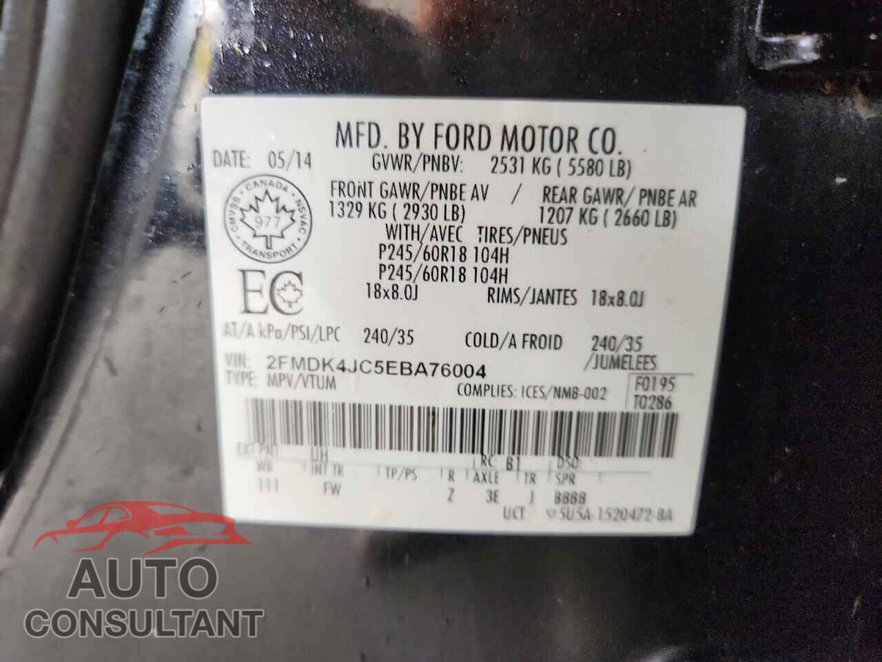 FORD EDGE 2014 - 2FMDK4JC5EBA76004