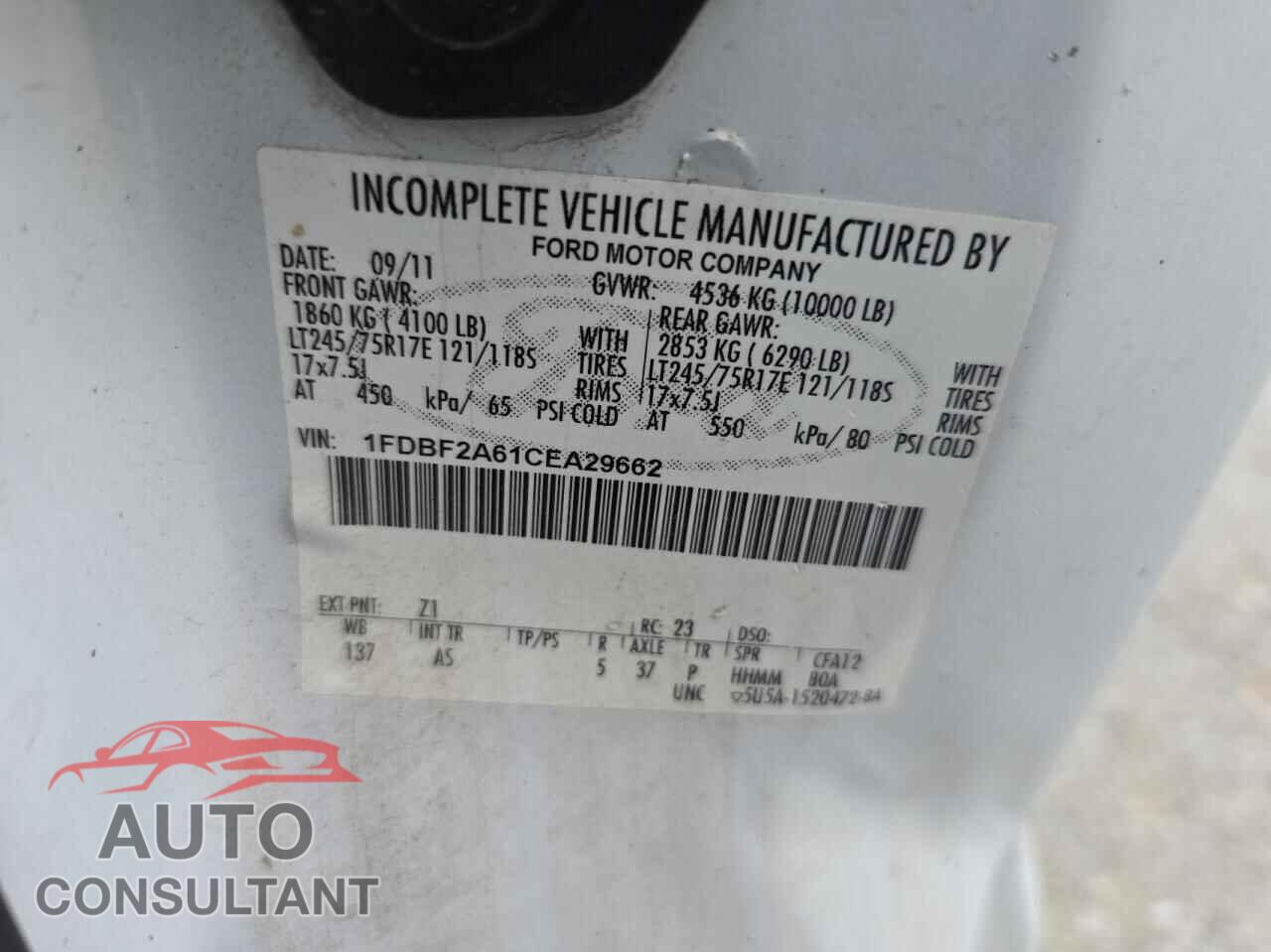 FORD F250 2012 - 1FDBF2A61CEA29662