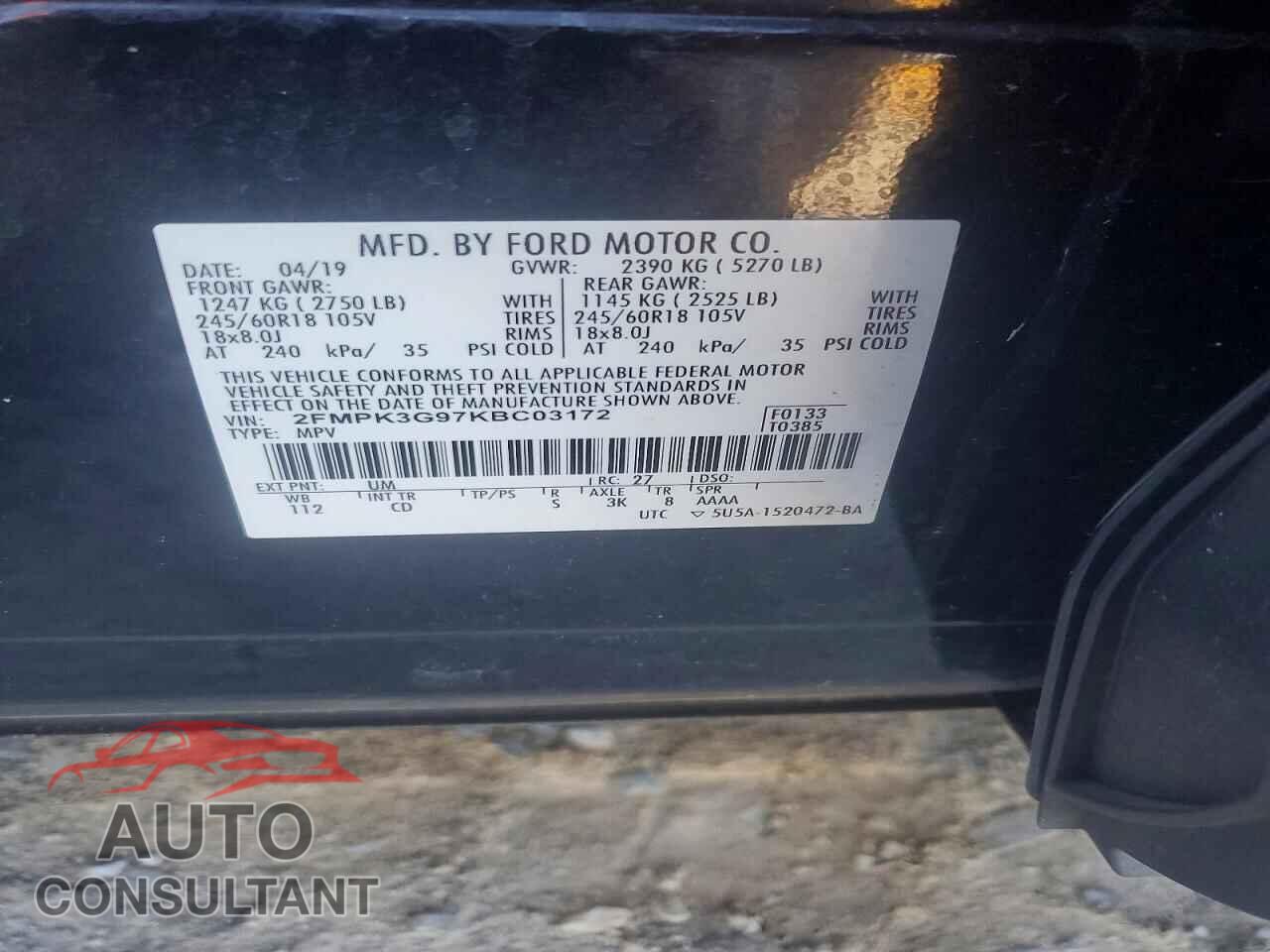 FORD EDGE 2019 - 2FMPK3G97KBC03172