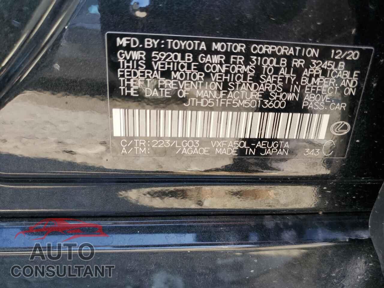 LEXUS LS500 2021 - JTHD51FF5M5013600