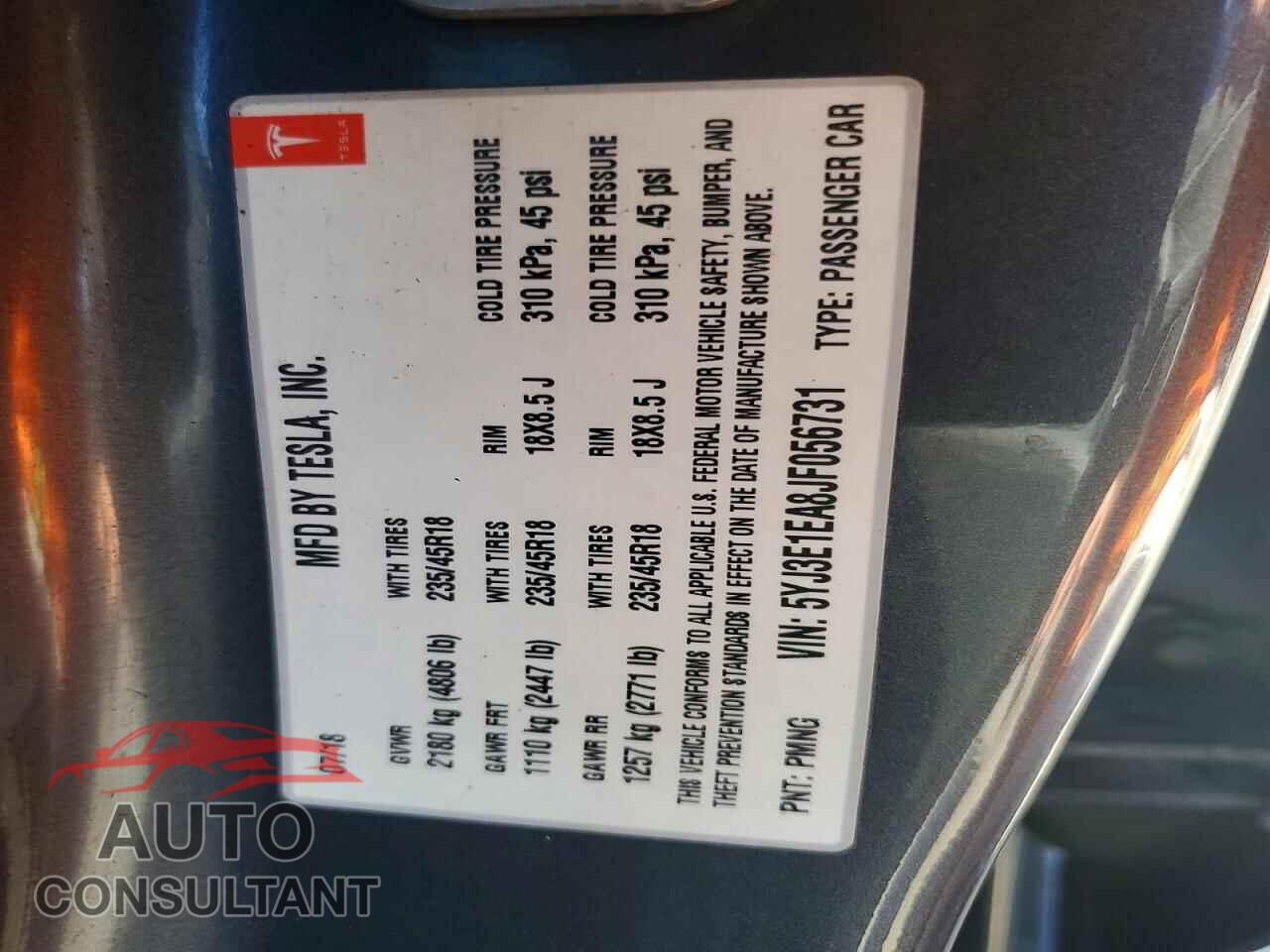 TESLA MODEL 3 2018 - 5YJ3E1EA8JF056731