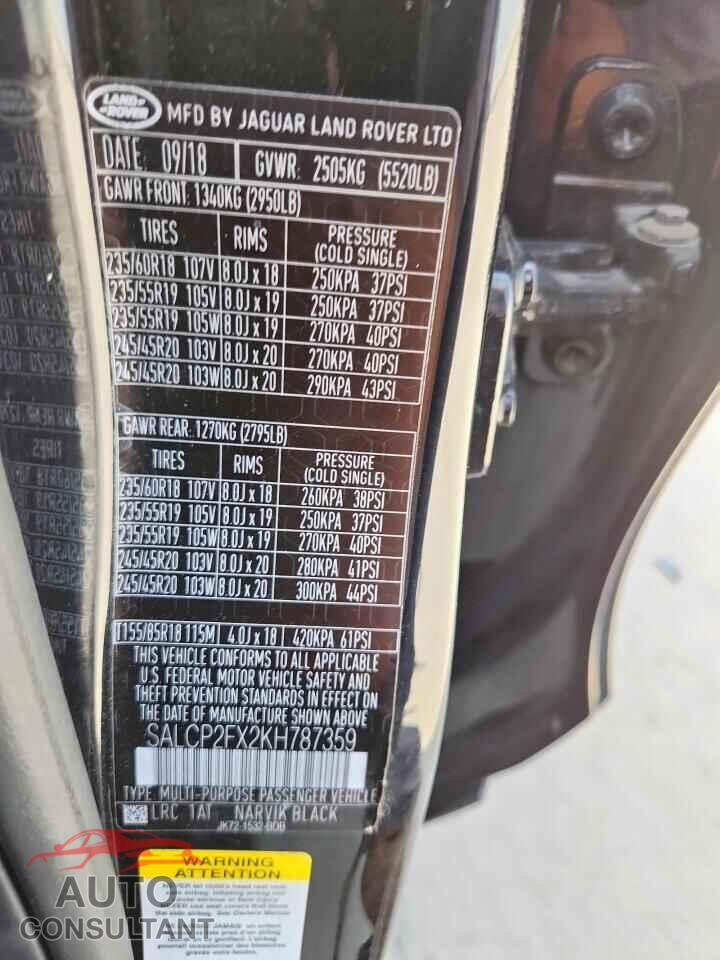 LAND ROVER DISCOVERY 2019 - SALCP2FX2KH787359