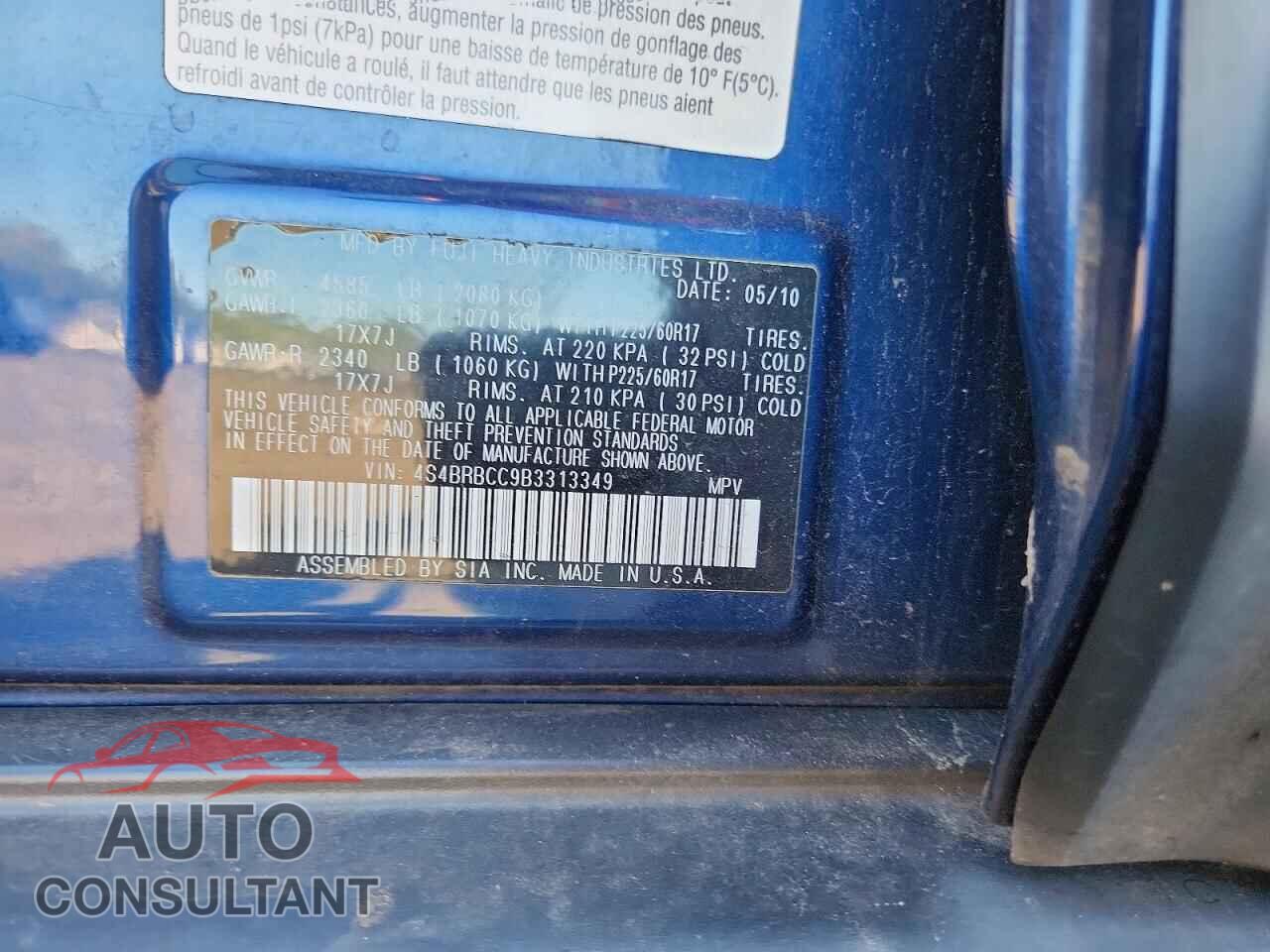 SUBARU OUTBACK 2011 - 4S4BRBCC9B3313349
