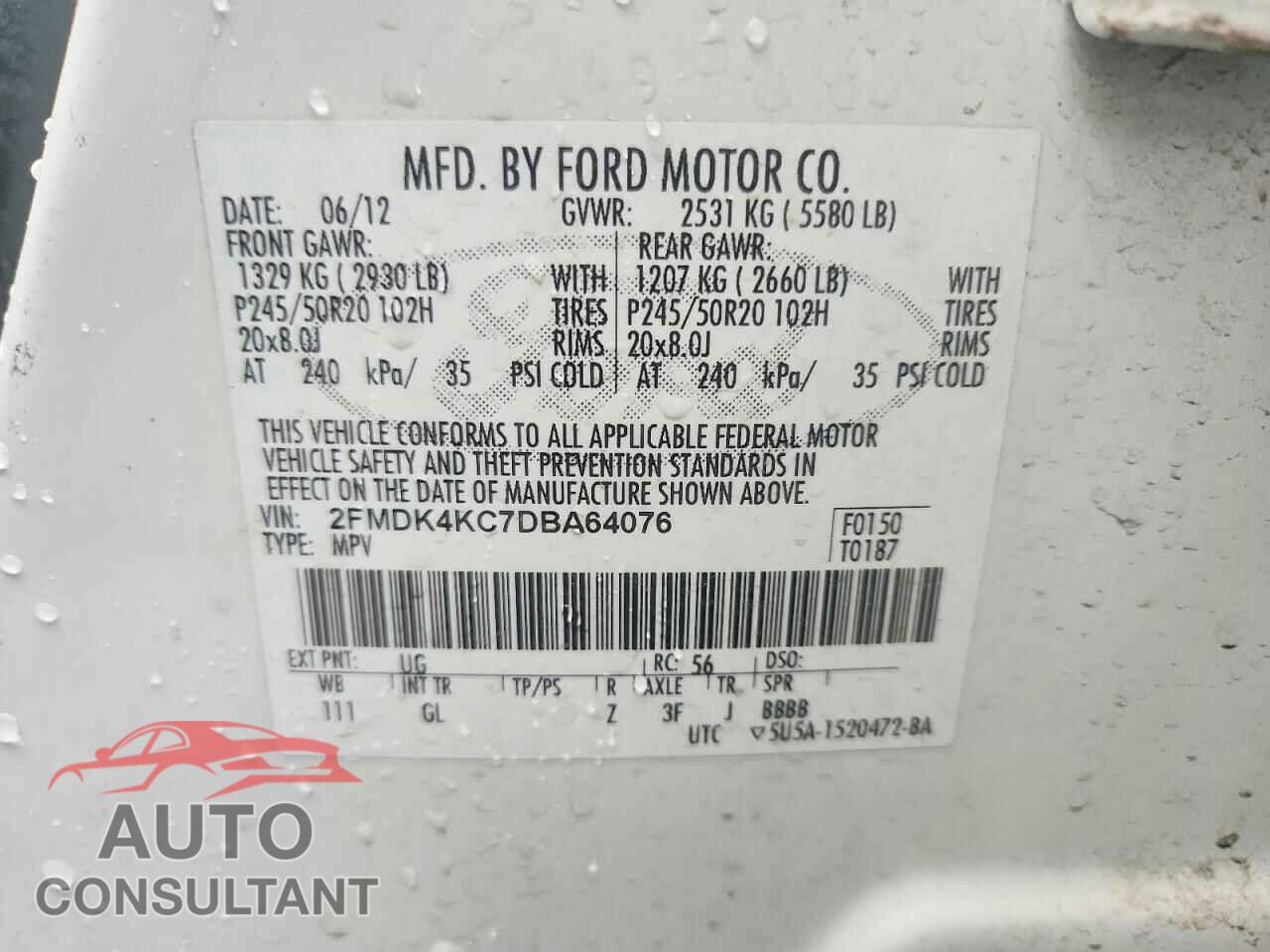 FORD EDGE 2013 - 2FMDK4KC7DBA64076