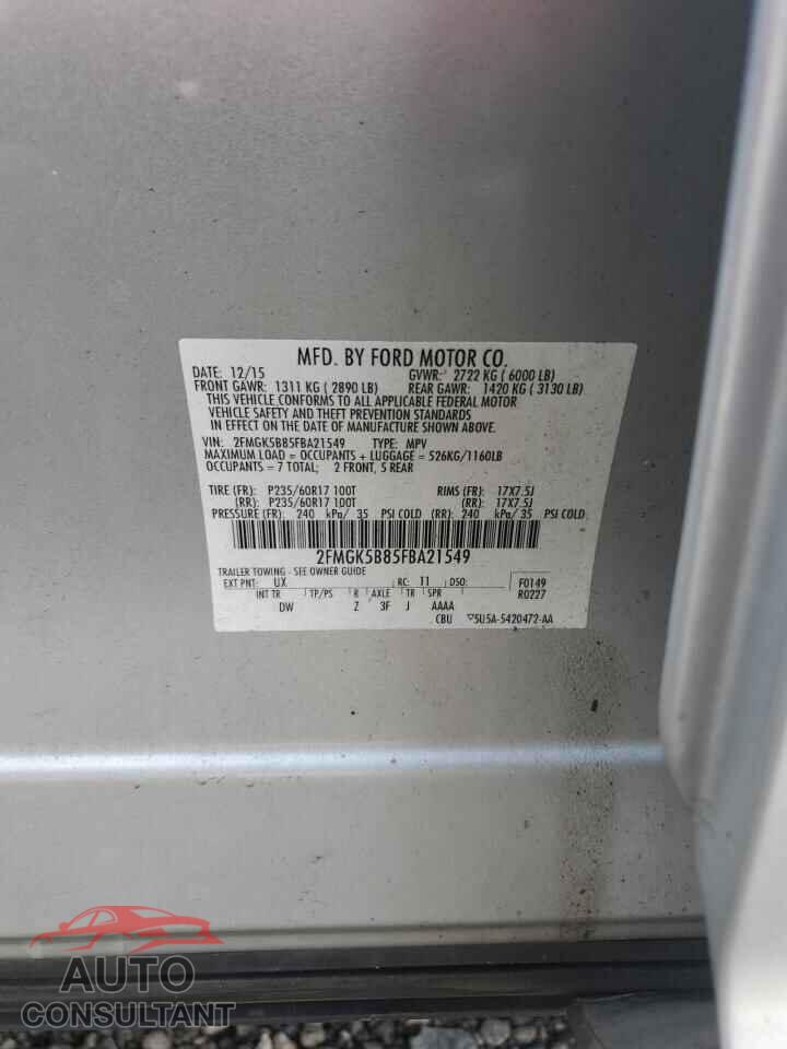 FORD FLEX 2015 - 2FMGK5B85FBA21549