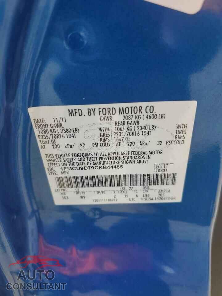 FORD ESCAPE 2012 - 1FMCU9D79CKB44485