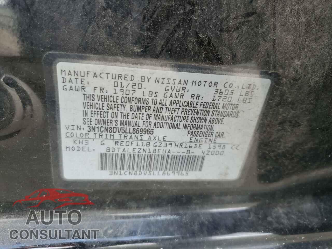 NISSAN VERSA 2020 - 3N1CN8DV5LL869965