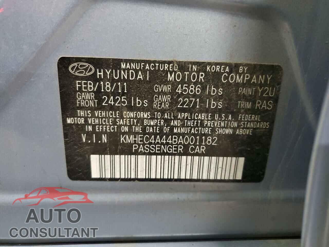 HYUNDAI SONATA 2011 - KMHEC4A44BA001182