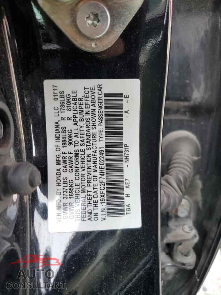 HONDA CIVIC 2017 - 19XFC2F74HE022491