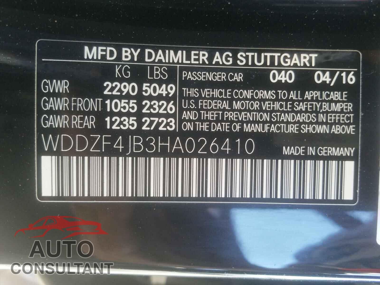 MERCEDES-BENZ E CLASS 2017 - WDDZF4JB3HA026410