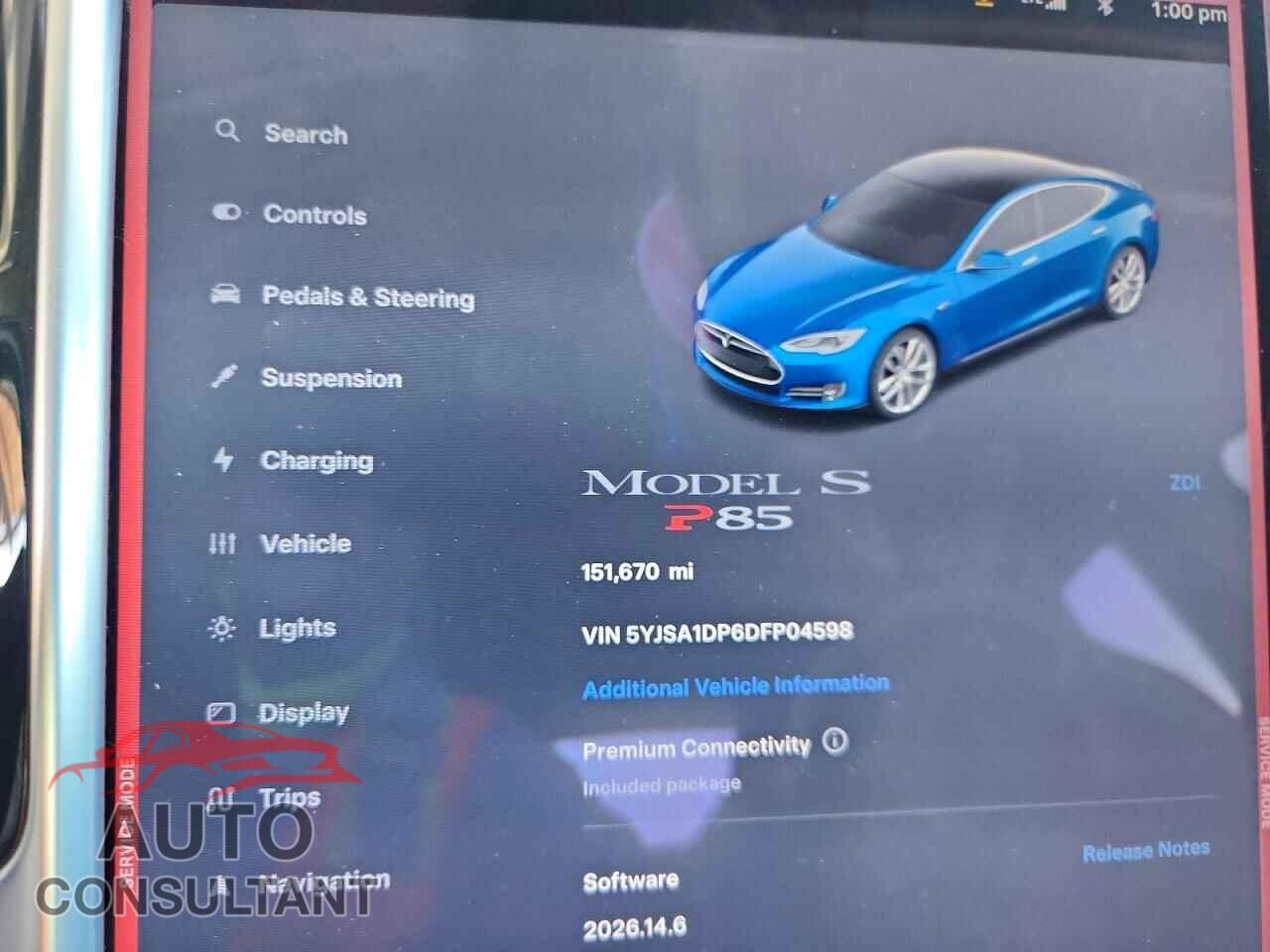 TESLA MODEL S 2013 - 5YJSA1DP6DFP04598