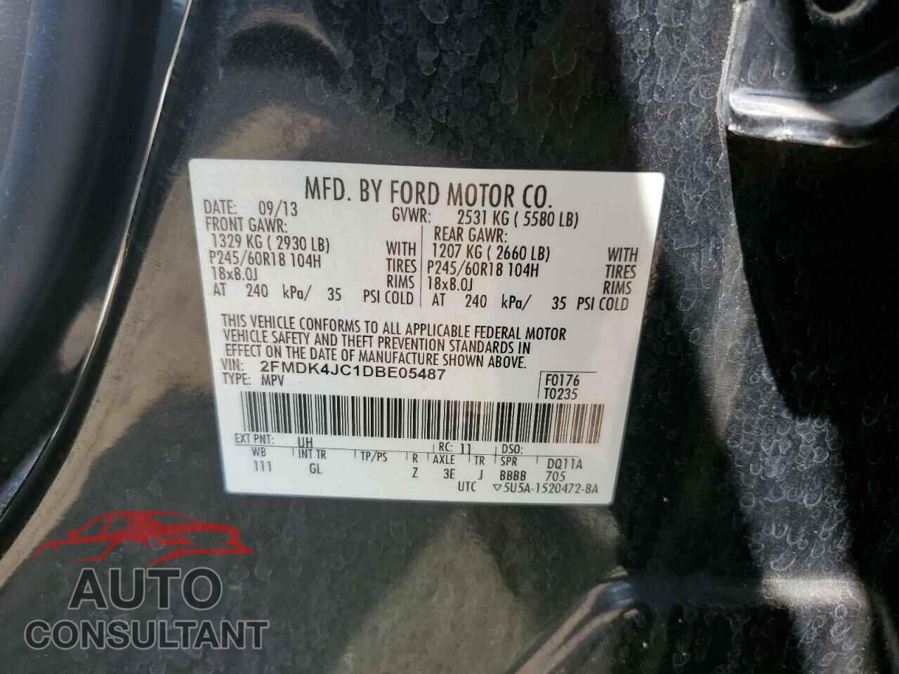 FORD EDGE 2013 - 2FMDK4JC1DBE05487