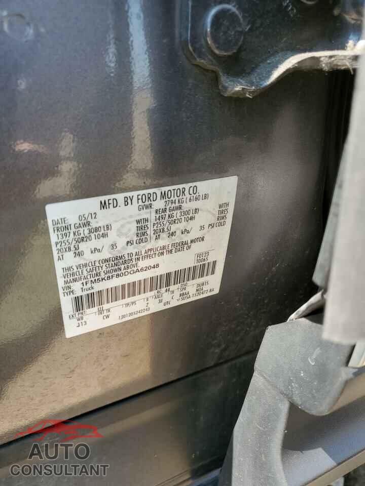FORD EXPLORER 2013 - 1FM5K8F80DGA62048