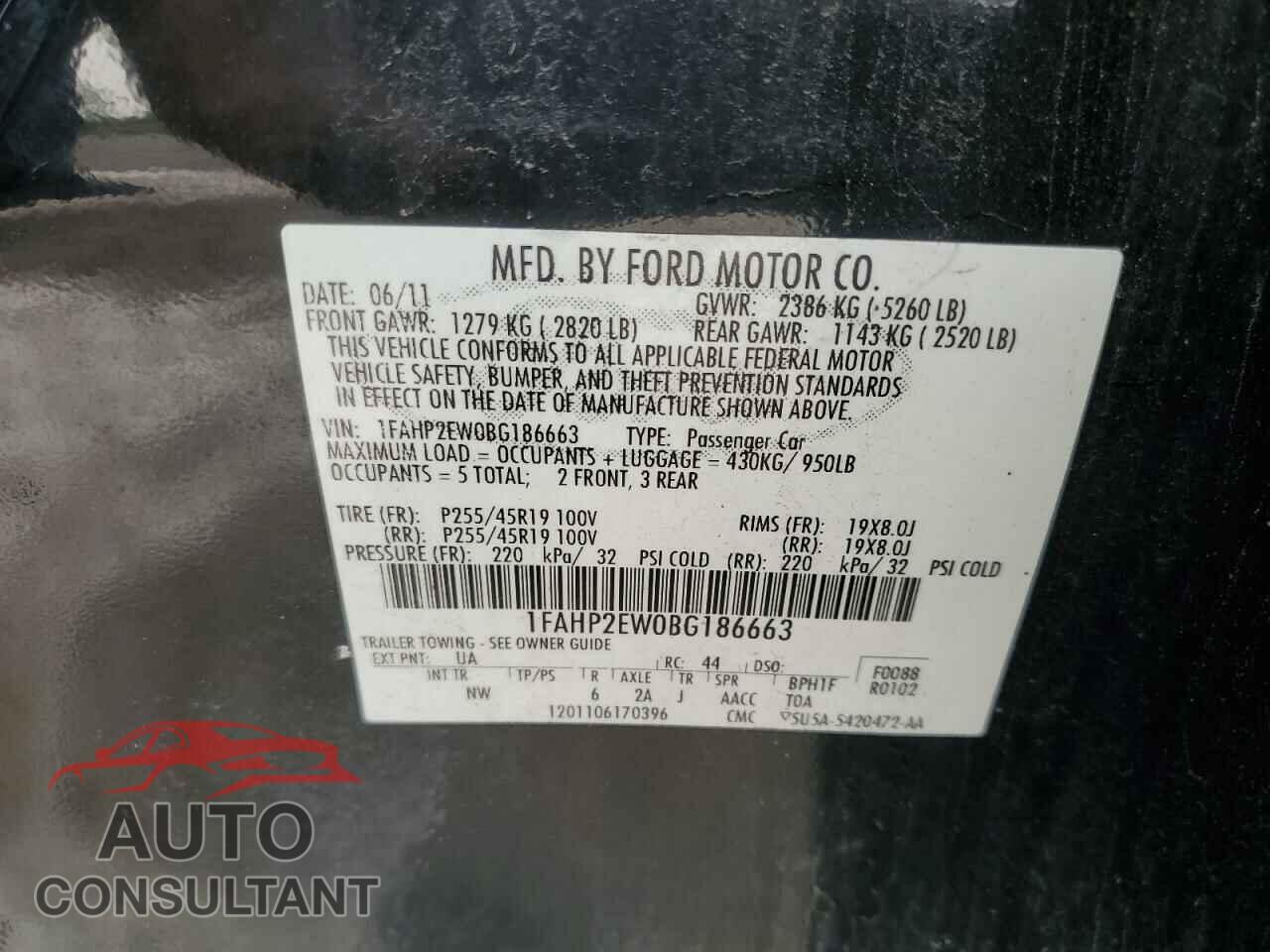 FORD TAURUS 2011 - 1FAHP2EW0BG186663