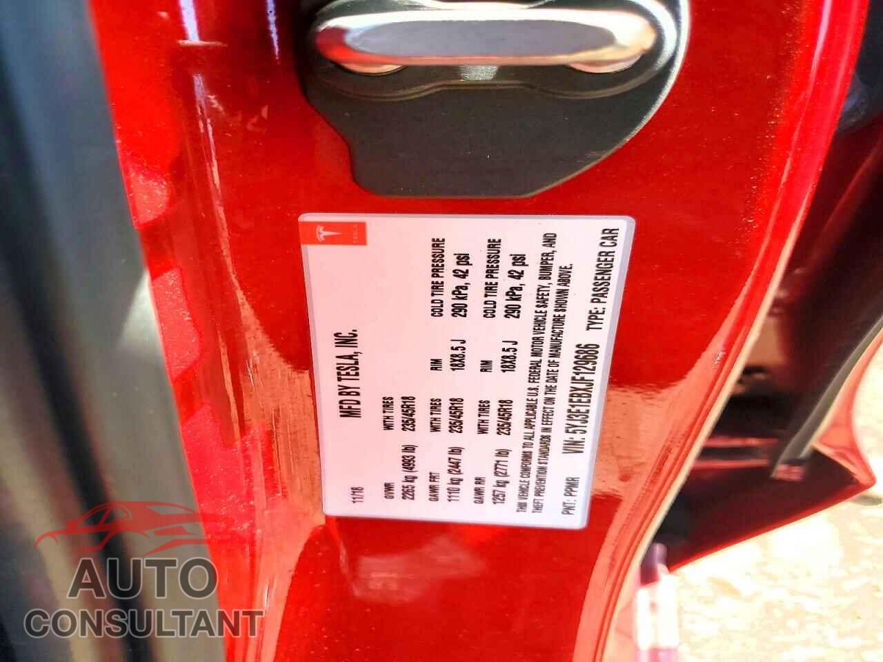 TESLA MODEL 3 2018 - 5YJ3E1EBXJF129686