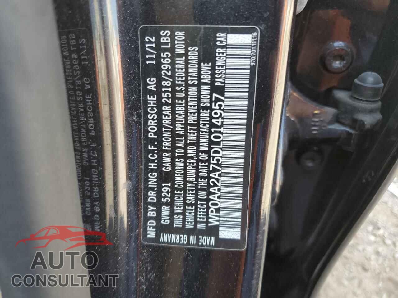 PORSCHE PANAMERA 2013 - WP0AA2A75DL014957