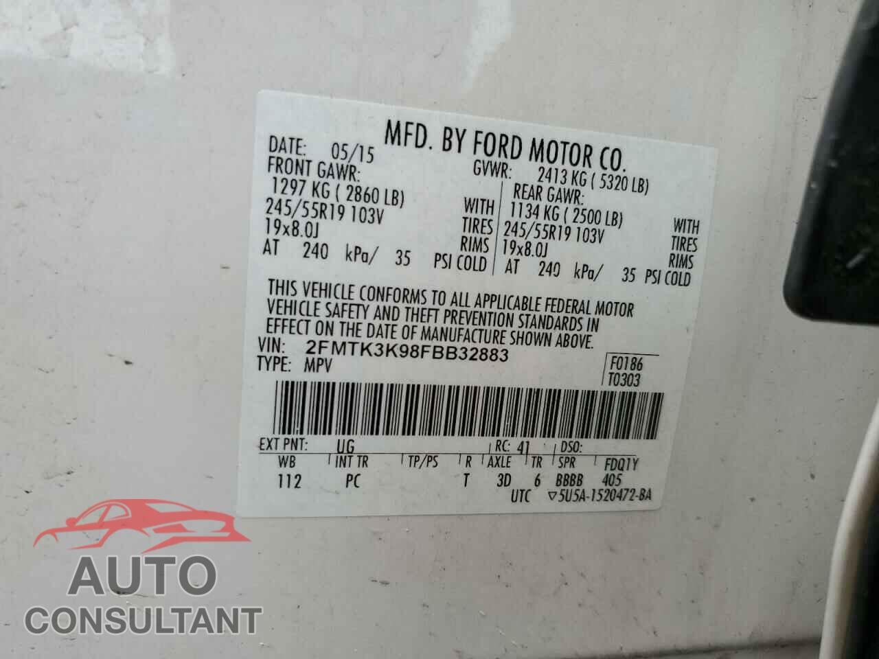 FORD EDGE 2015 - 2FMTK3K98FBB32883
